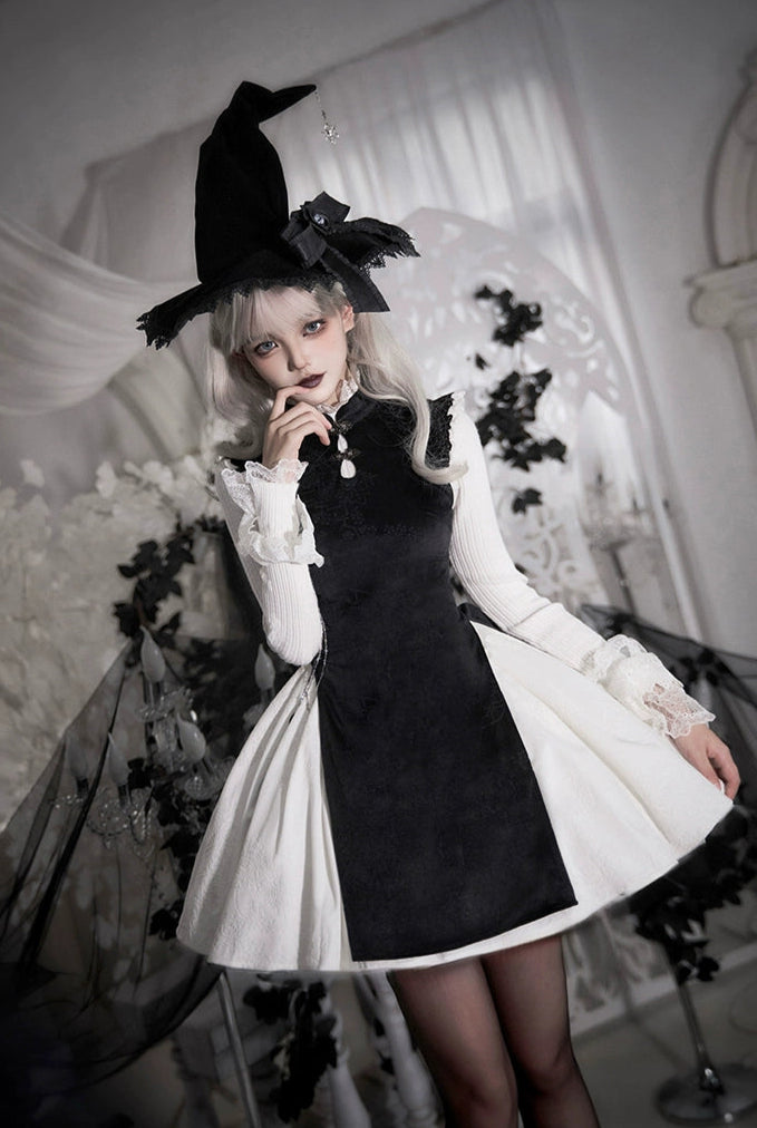 Chinese style Gothic Lolita witch one-piece dress set, short length