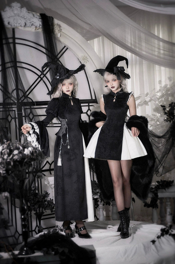 Chinese style Gothic Lolita witch one-piece dress set, short length