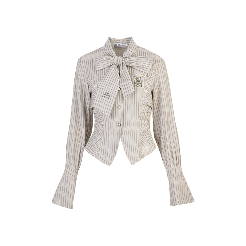 [Pre-order] Hogwarts School of Witchcraft and Wizardry Ribbon Tie Stripe Blouse