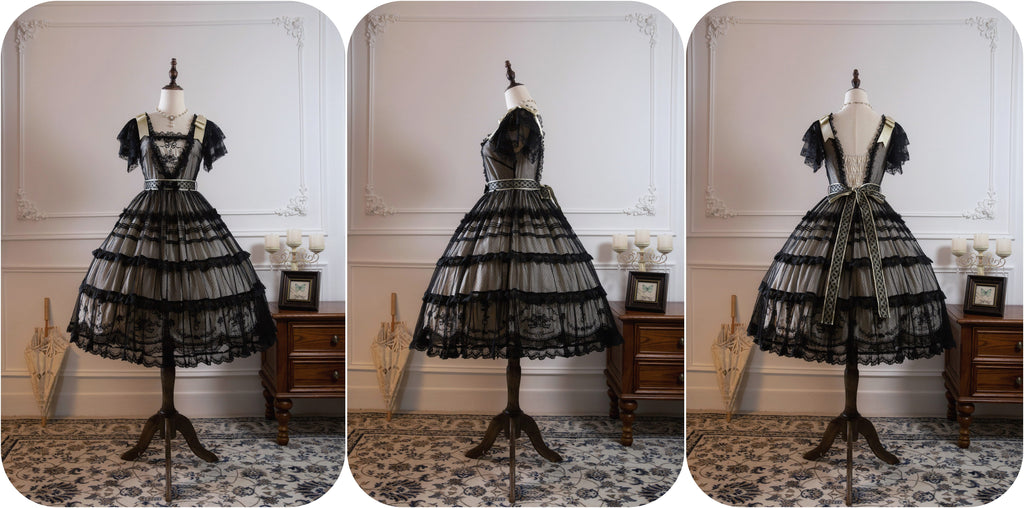 Afternoon Tea Party Embroidered Polka Dot Tulle Dress