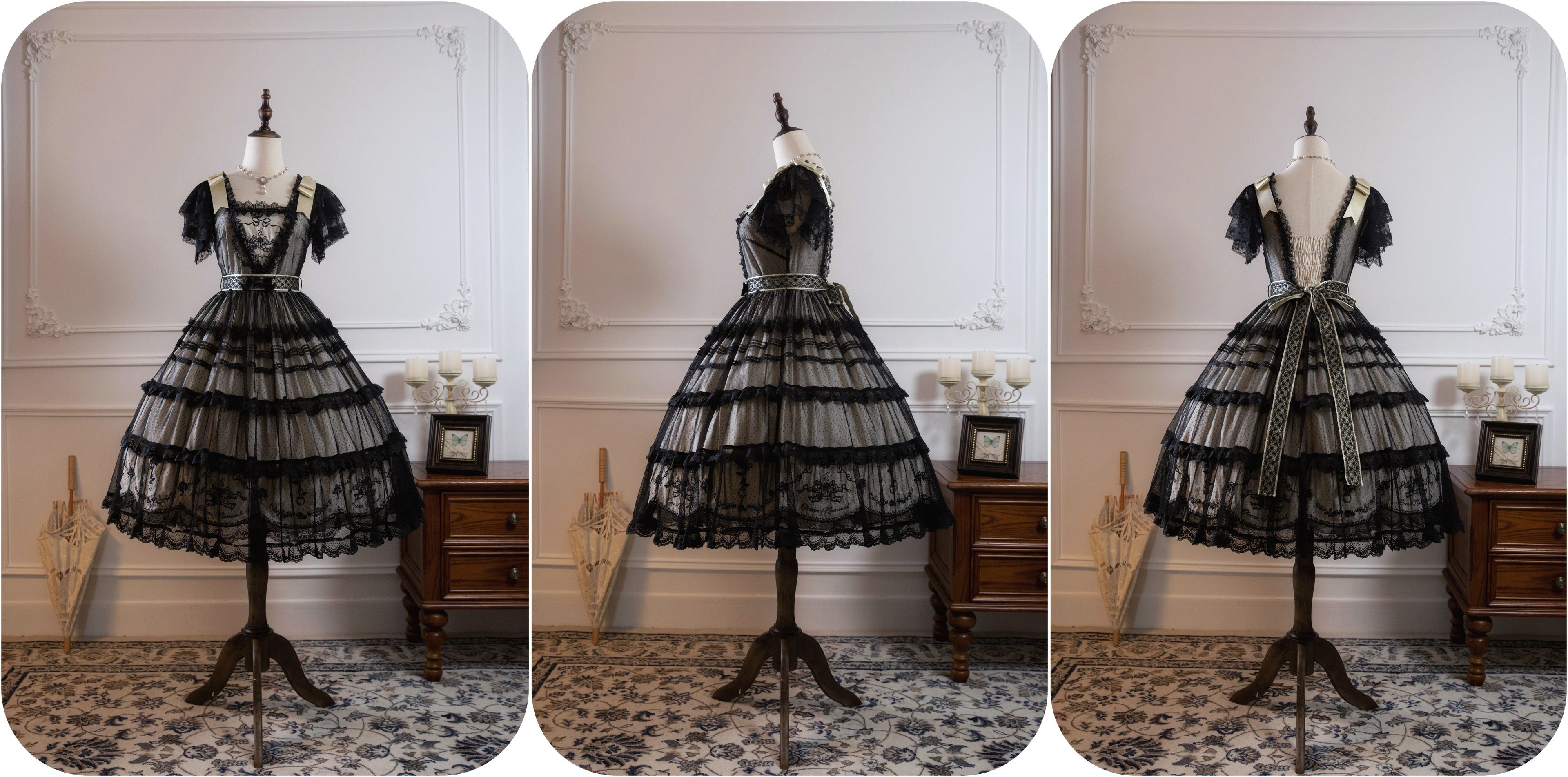 Afternoon Tea Party Embroidered Polka Dot Tulle Dress