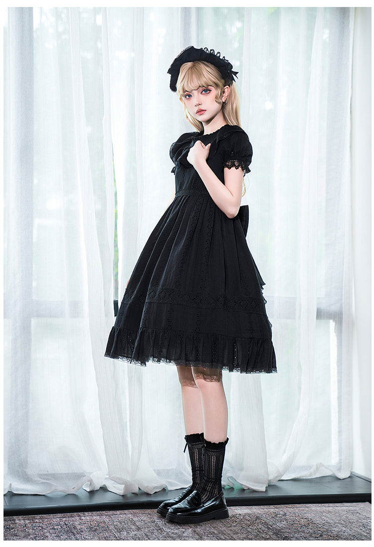 花刺繍入りコットンレースワンピース 単品＆セット