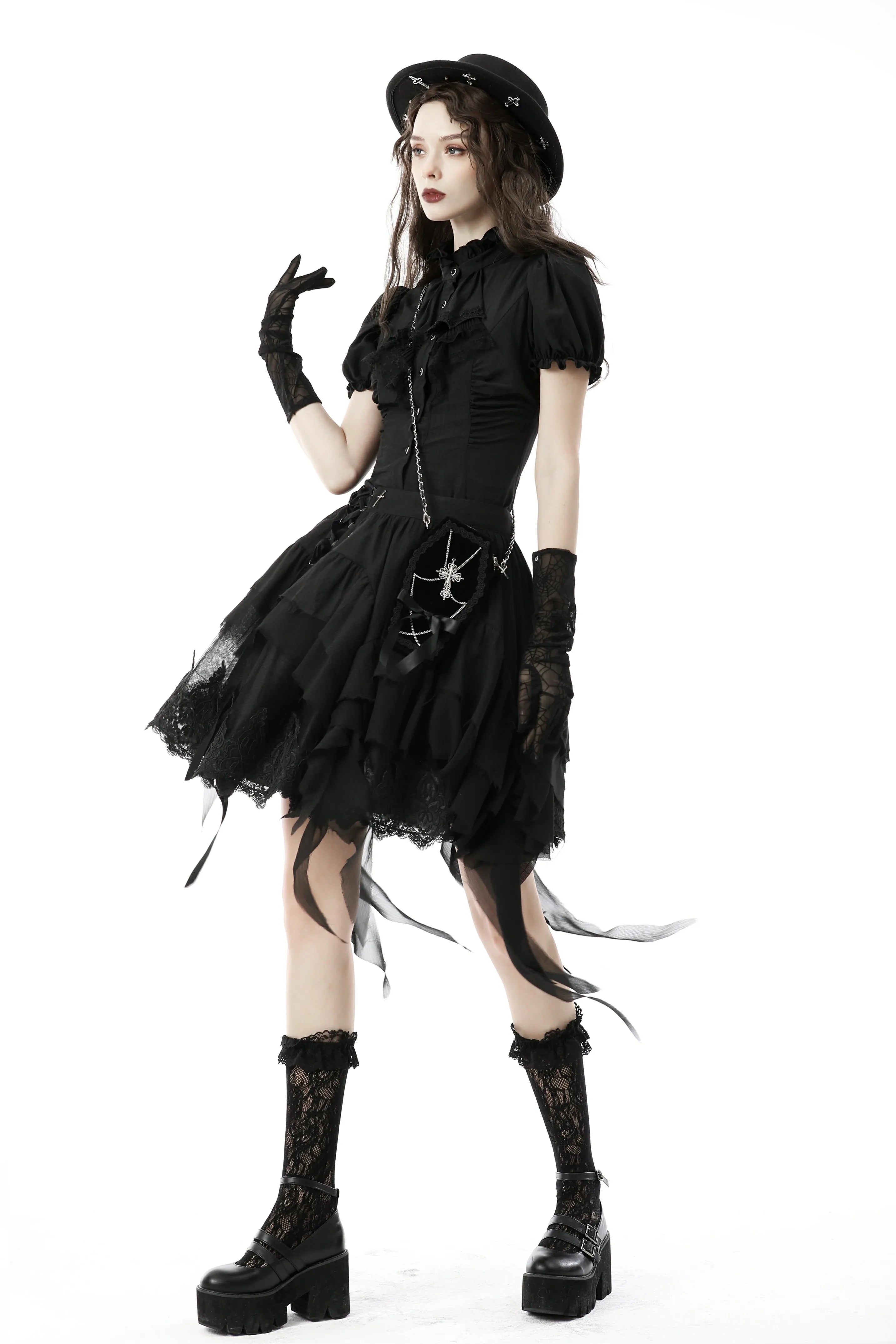 【Dark in Love】フリル×パフスリーブ ゴシックブラウス | Dark Doll