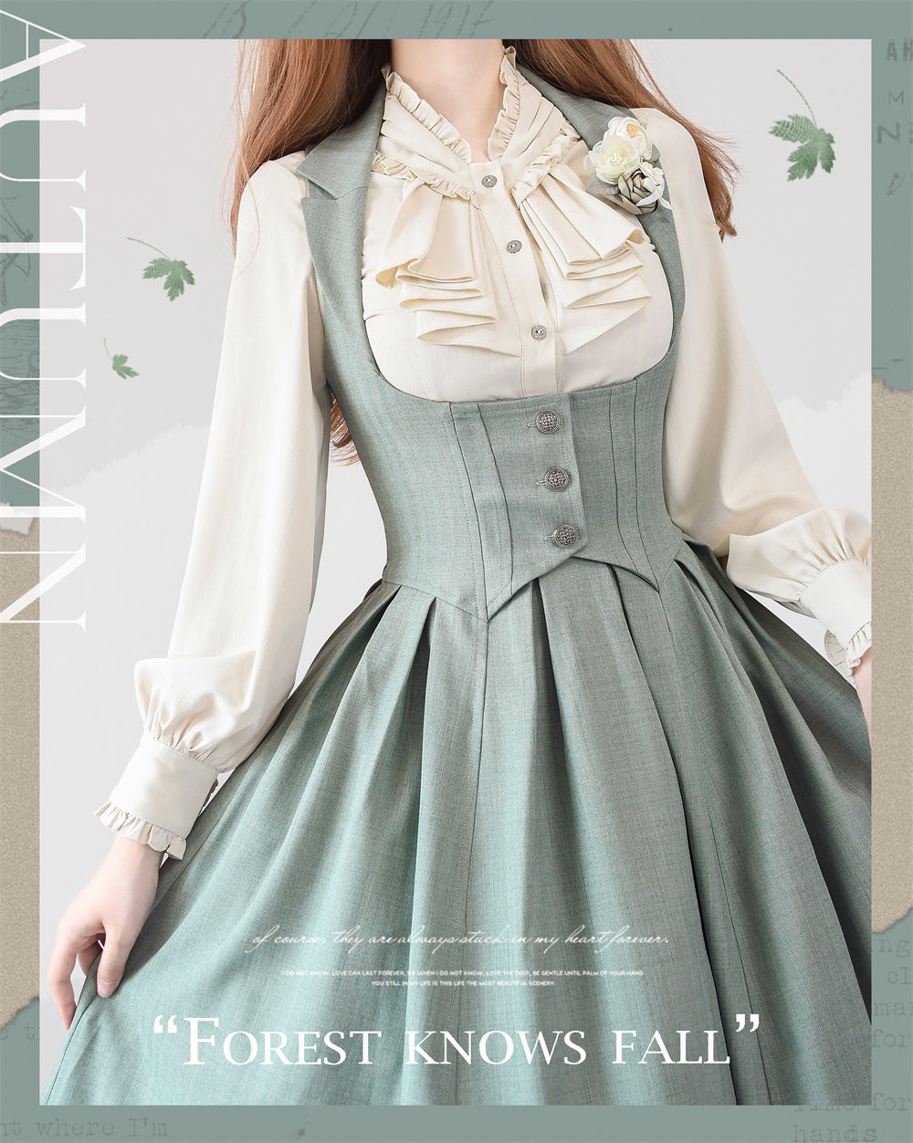 [Pre-order] Forest Knows Fall Classical Jumper Skirt with Ribbon Headband