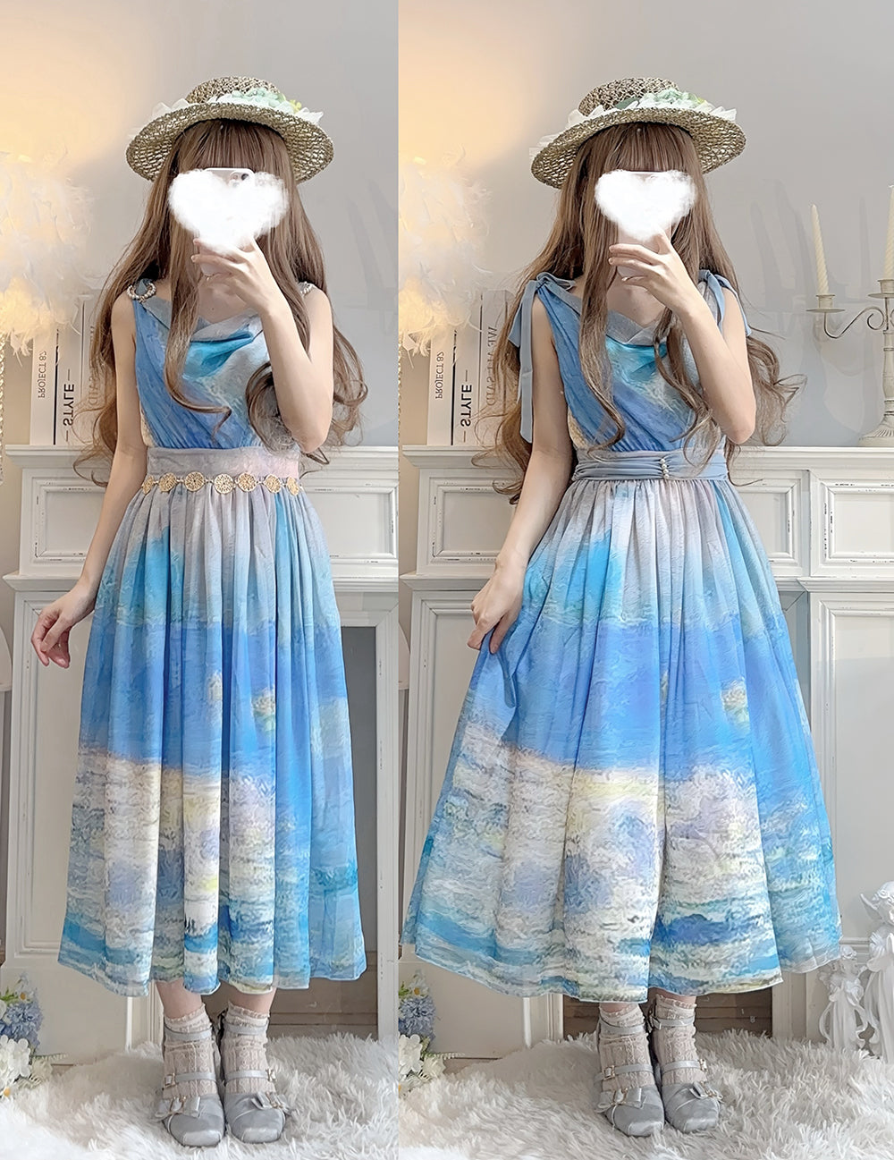 【予約販売】Elegance Greek 油彩画風プリントジャンパースカート・新色