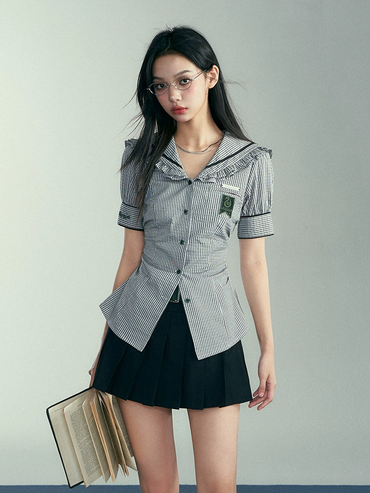 [Pre-order] Hogwarts School of Witchcraft and Wizardry Sailor Collar Striped Blouse