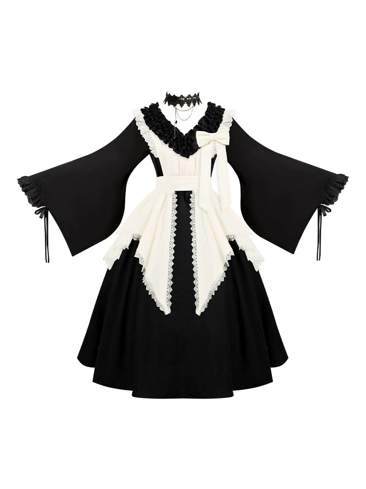 十六夜 和風メイドワンピースセット ロング丈