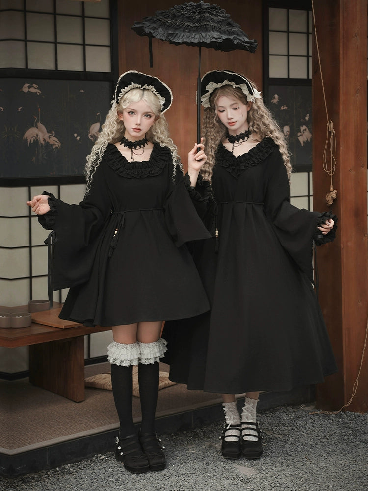 十六夜 和風メイドワンピースセット ロング丈