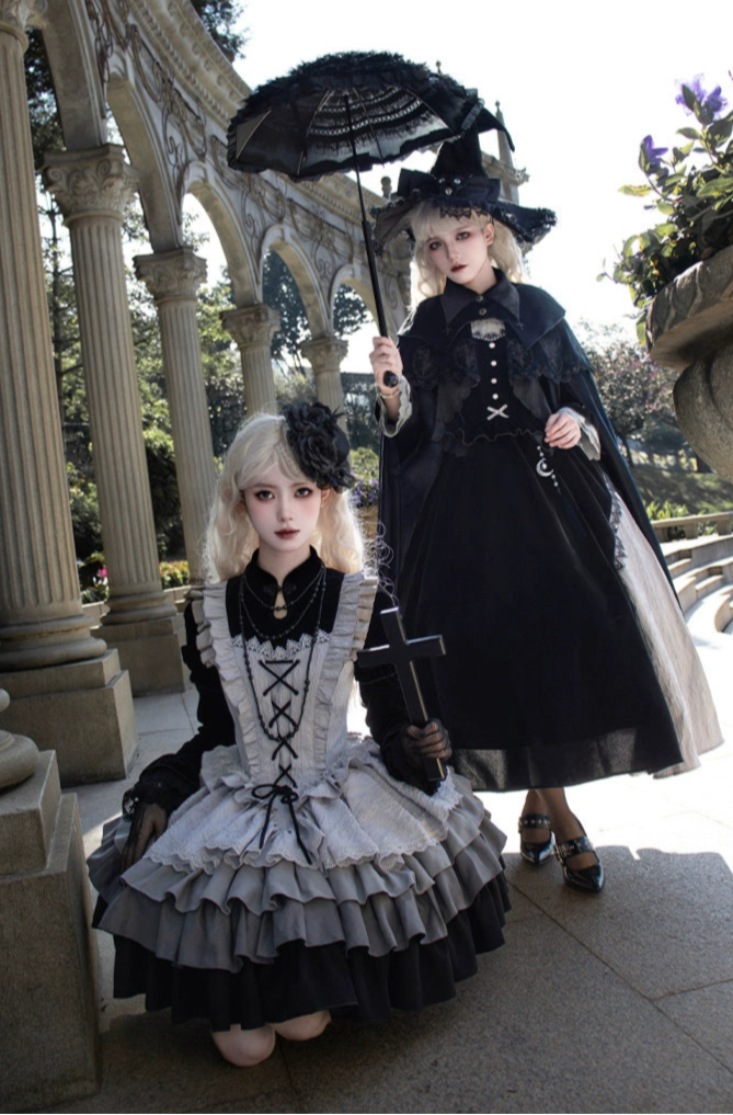 Asymmetrical design long witch dress