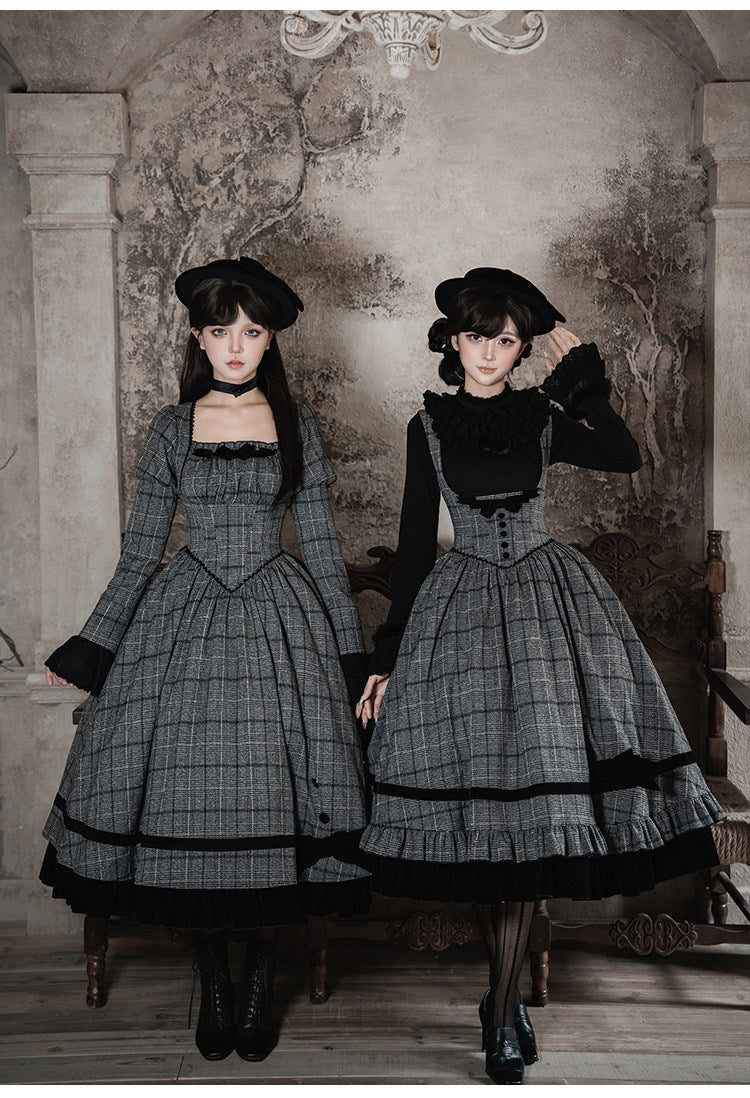 Previous Letter グレーチェックのジャンパースカート