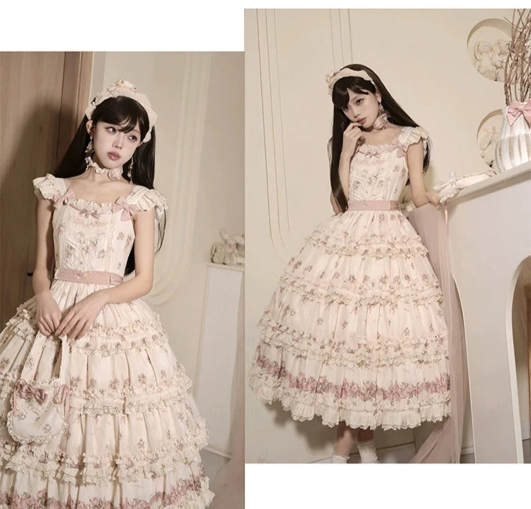 Roses Bouquet French Frill Sleeve Jumper Skirt