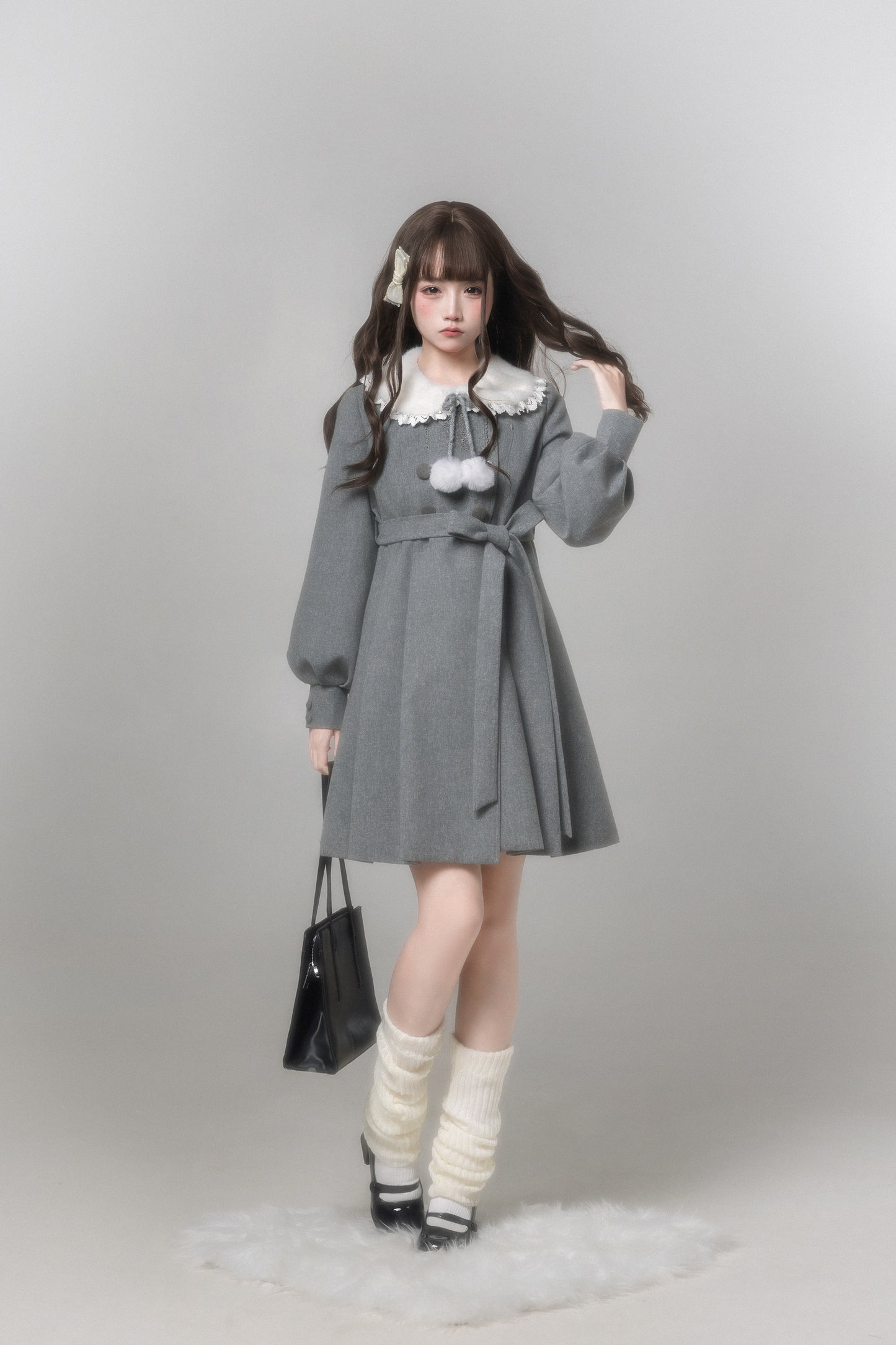 Miss Gray ふわふわ襟付きコート