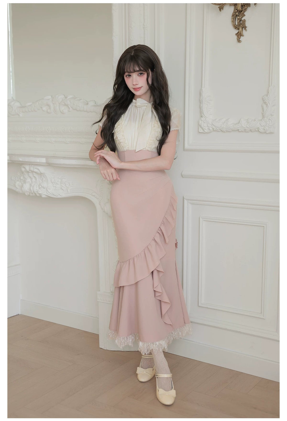 Milky Rose フェイクレイヤードマーメイドワンピース