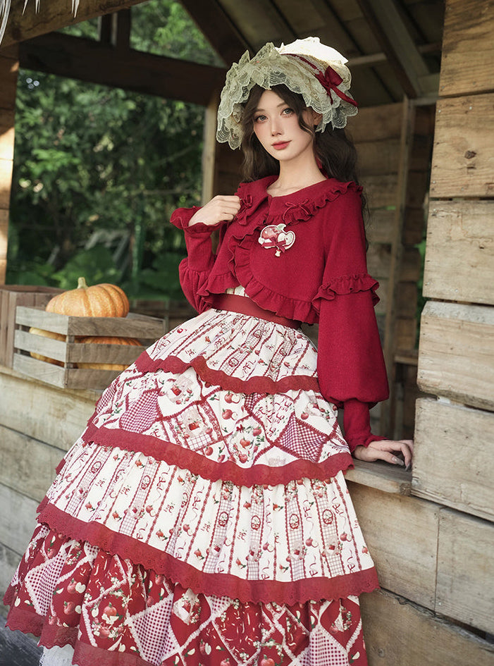 秋色のフローラルジャンパースカート