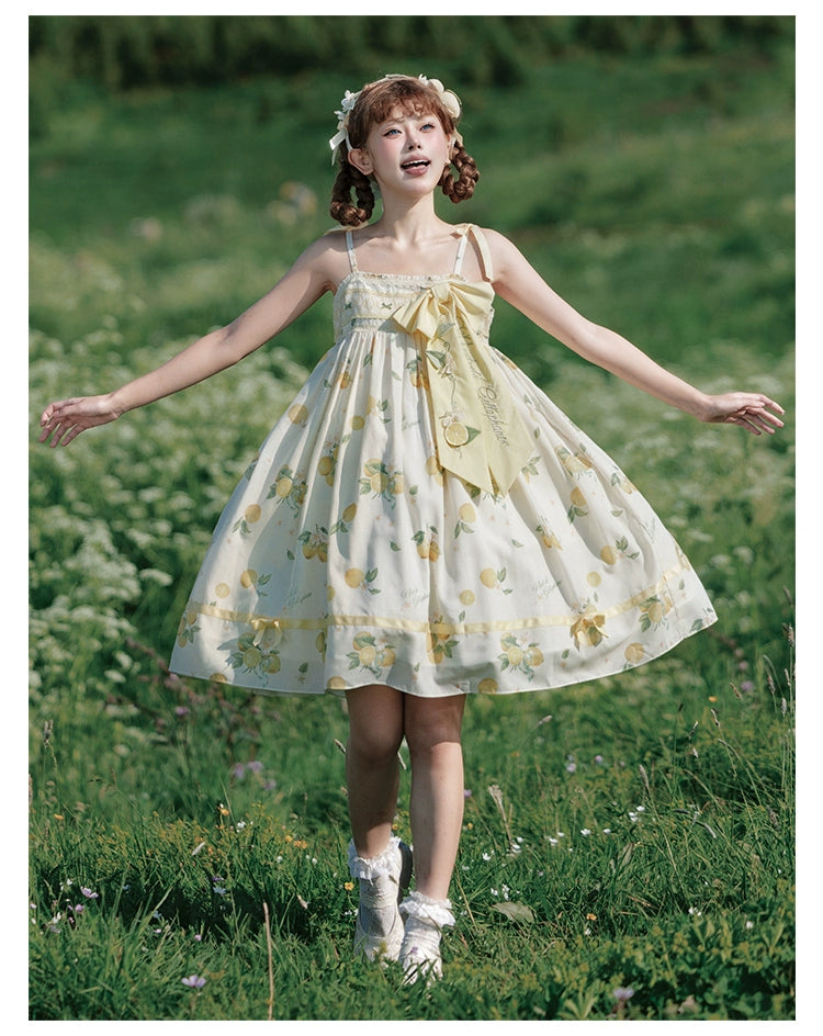 【受注予約7/16まで】Limone Town カントリー風ハイウエストジャンパースカート