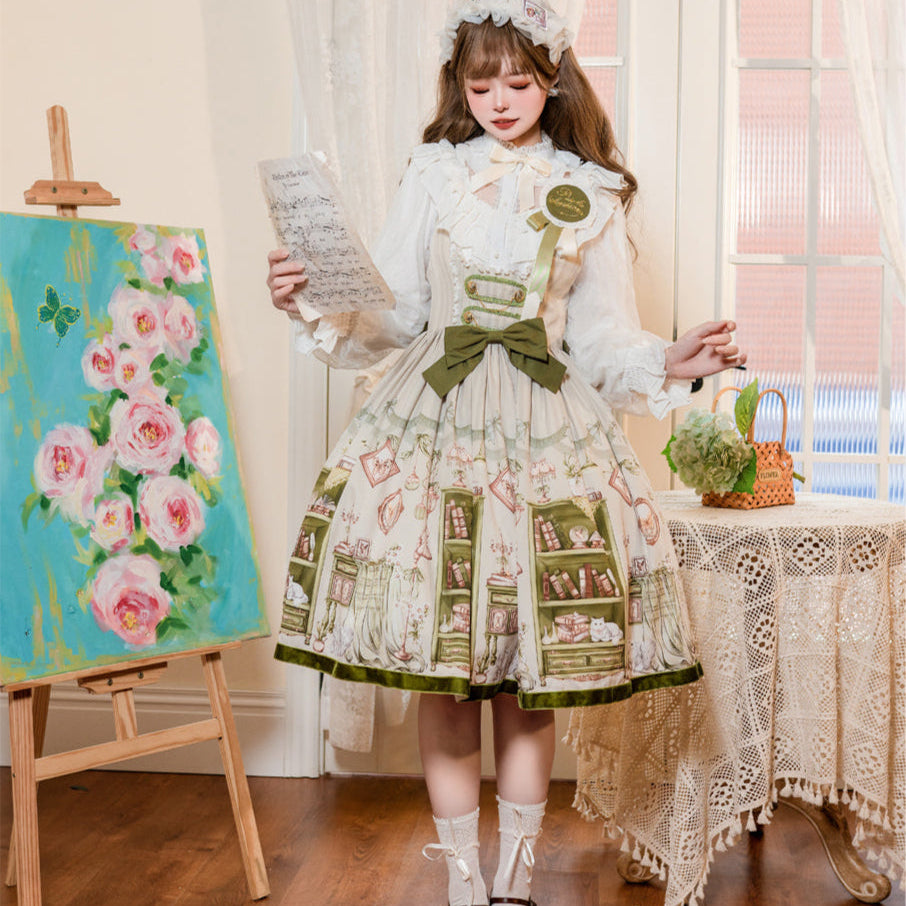 Green Room フロントボタンジャンパースカートとブラウス