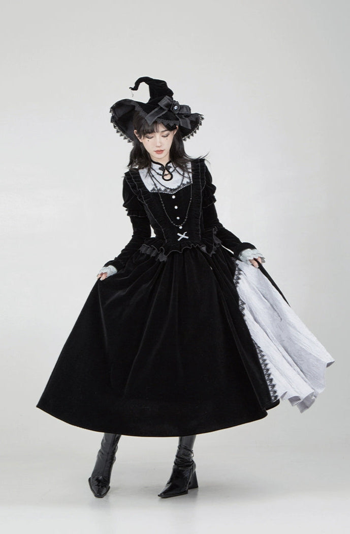 Asymmetrical design long witch dress