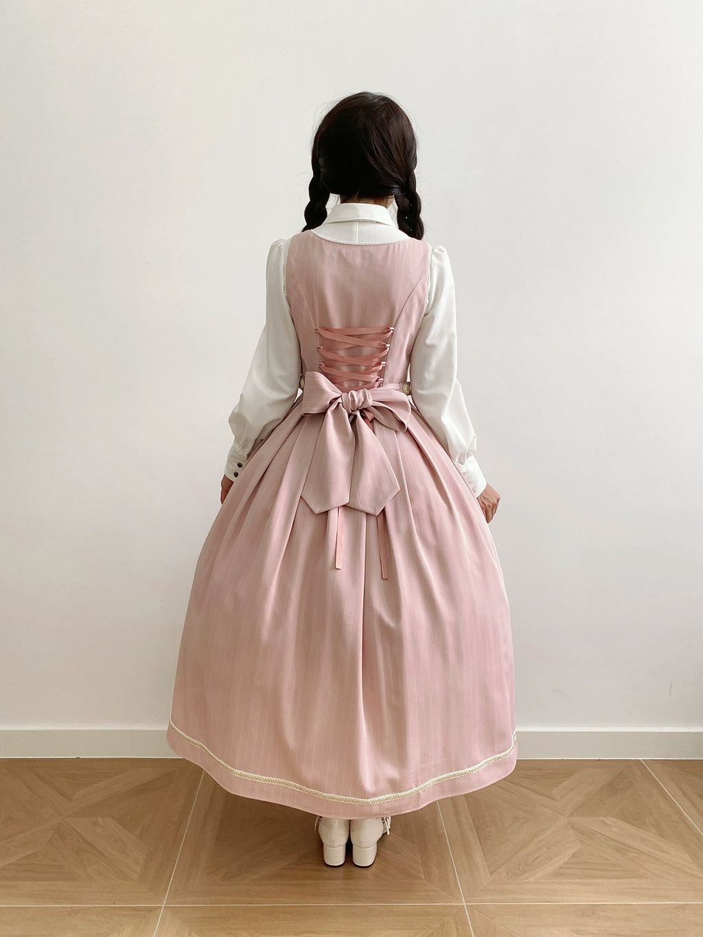 [Resale/Pre-orders available until 10/28] Bright Moon Corset Jumper Skirt Stripe [Pink]