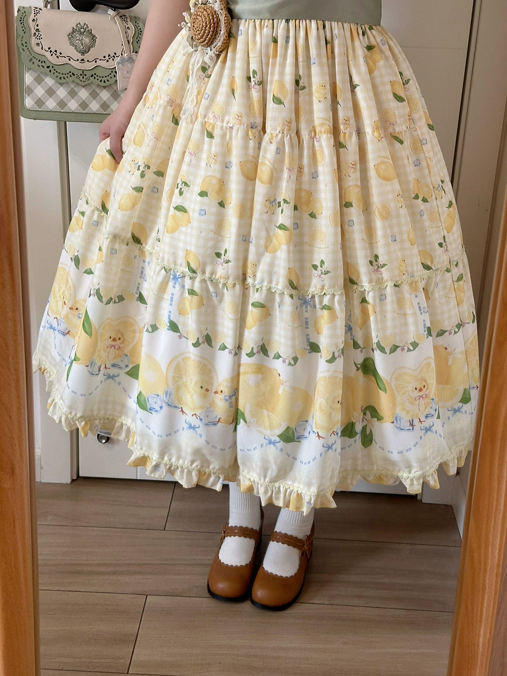 【受注予約5/14まで】Lemon Sweetie プリントジャンパースカート・ロング丈