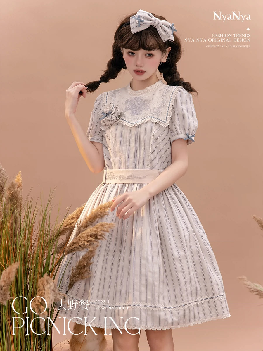 Go Picnicking Striped Short Sleeve Dress