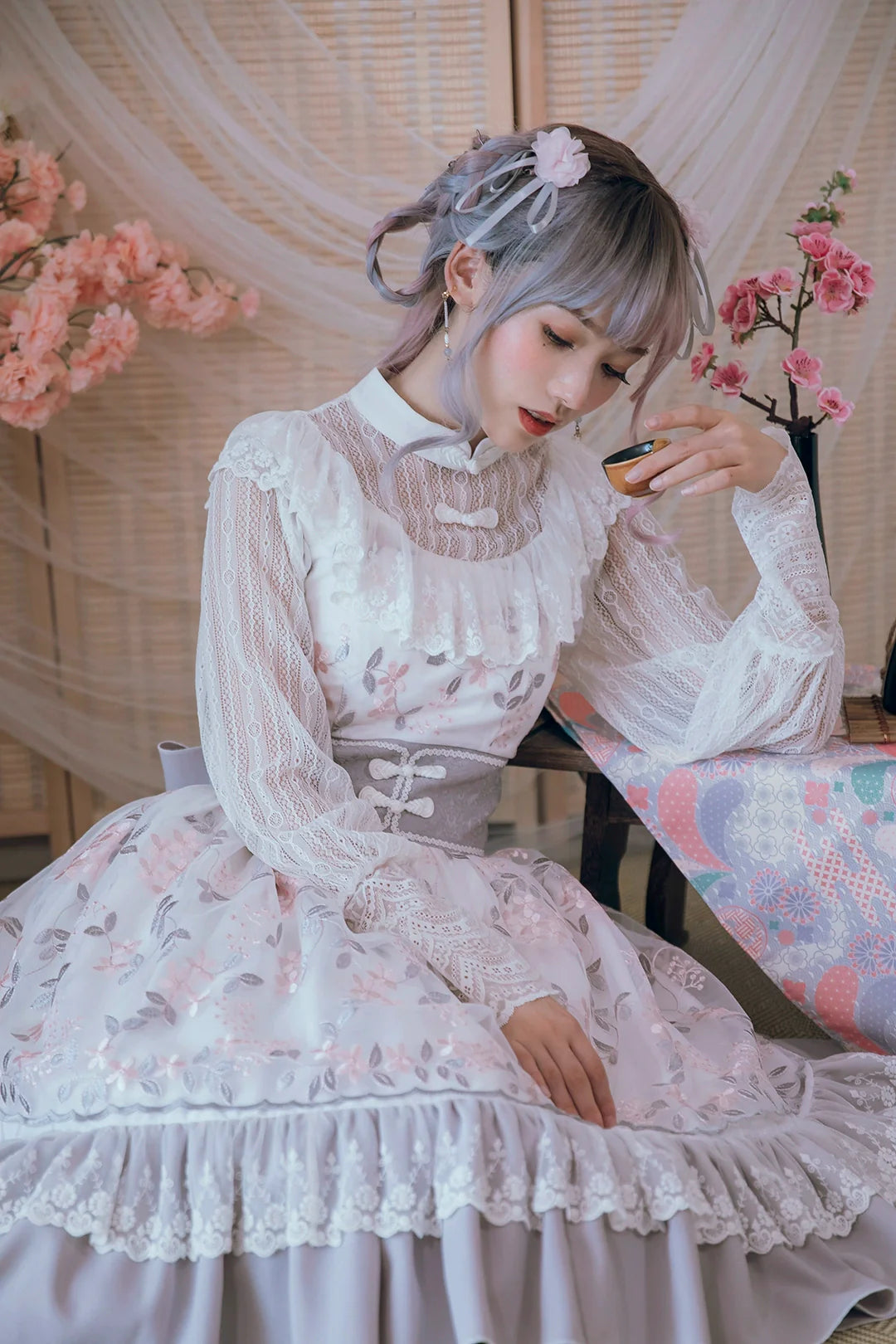 Floral embroidered tulle jumper skirt