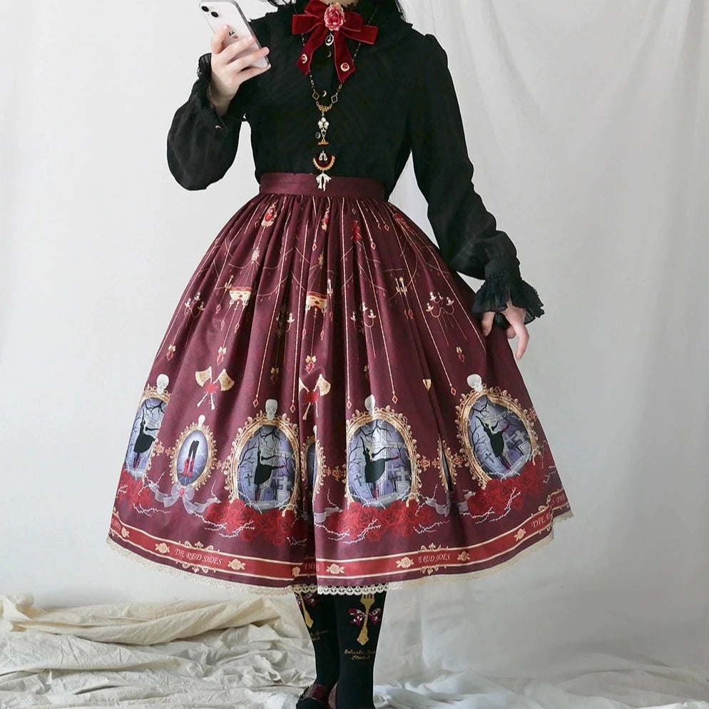 The Red Shoes Gothic Lolita Print Skirt