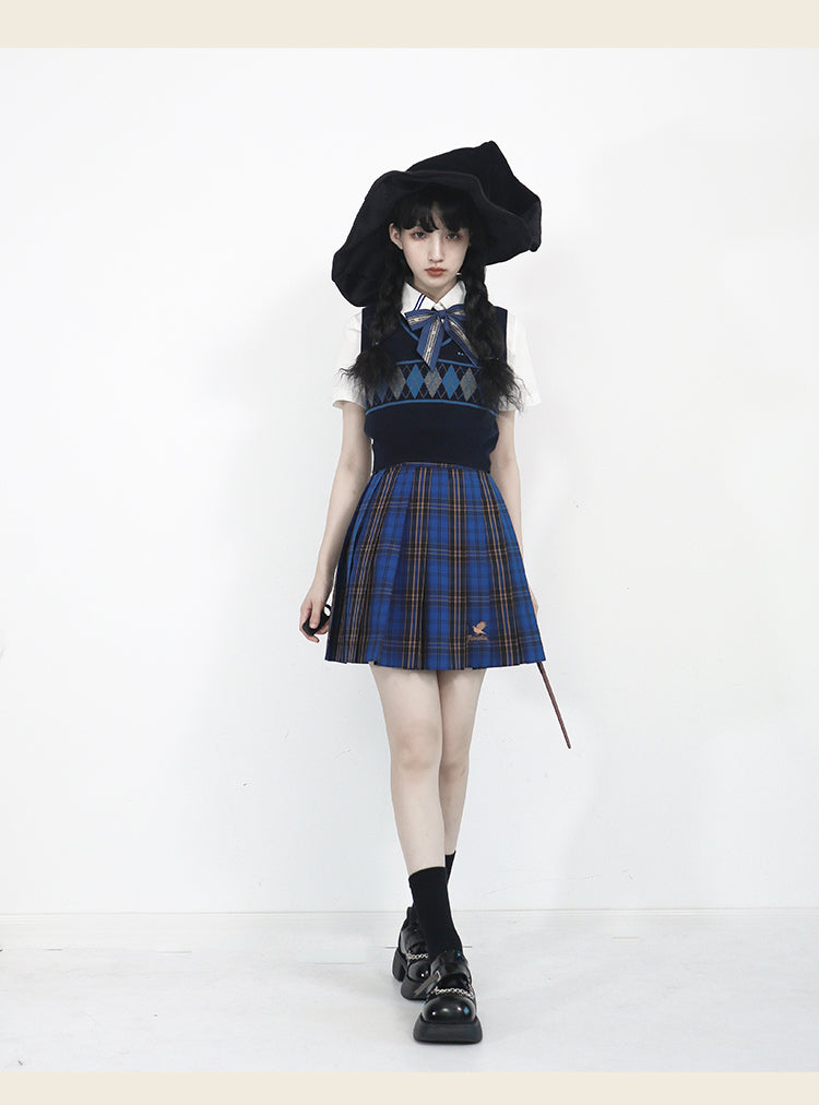 Hogwarts School of Witchcraft and Wizardry Check school-style pleated skirt