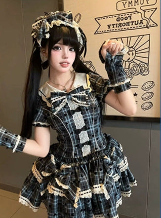 【受注予約8/14まで】Sweet Heart Girl チェックのワンピースとドロワーズ