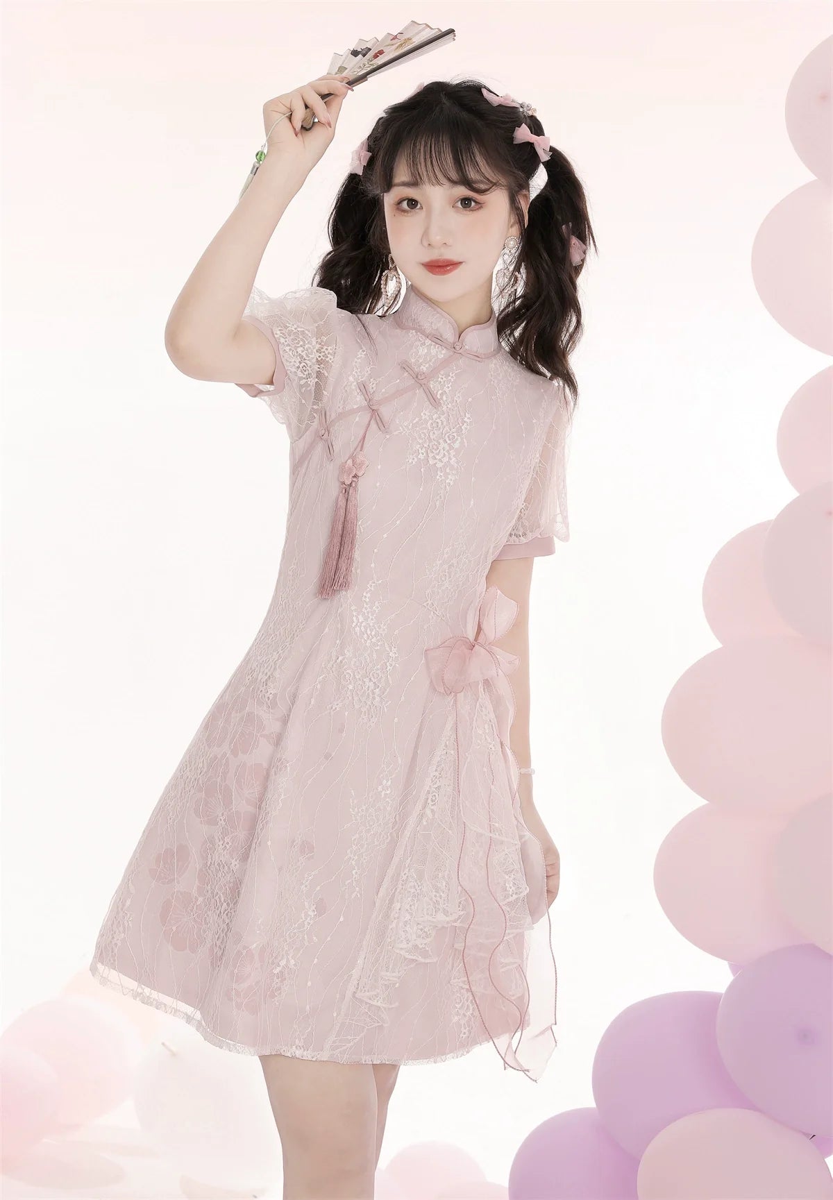 Peach Blossom ピンクリボンチャイナドレス