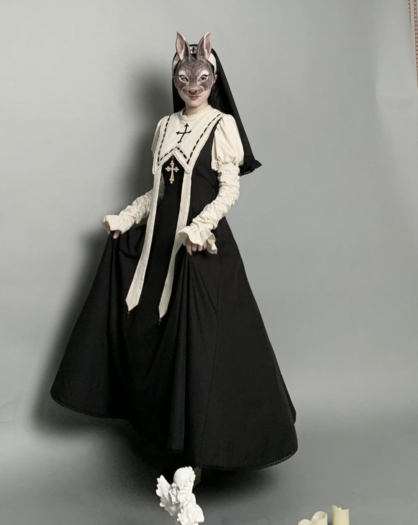 [Sale period has ended] Pray on a Moonlight Night Dress, Black, Long Length