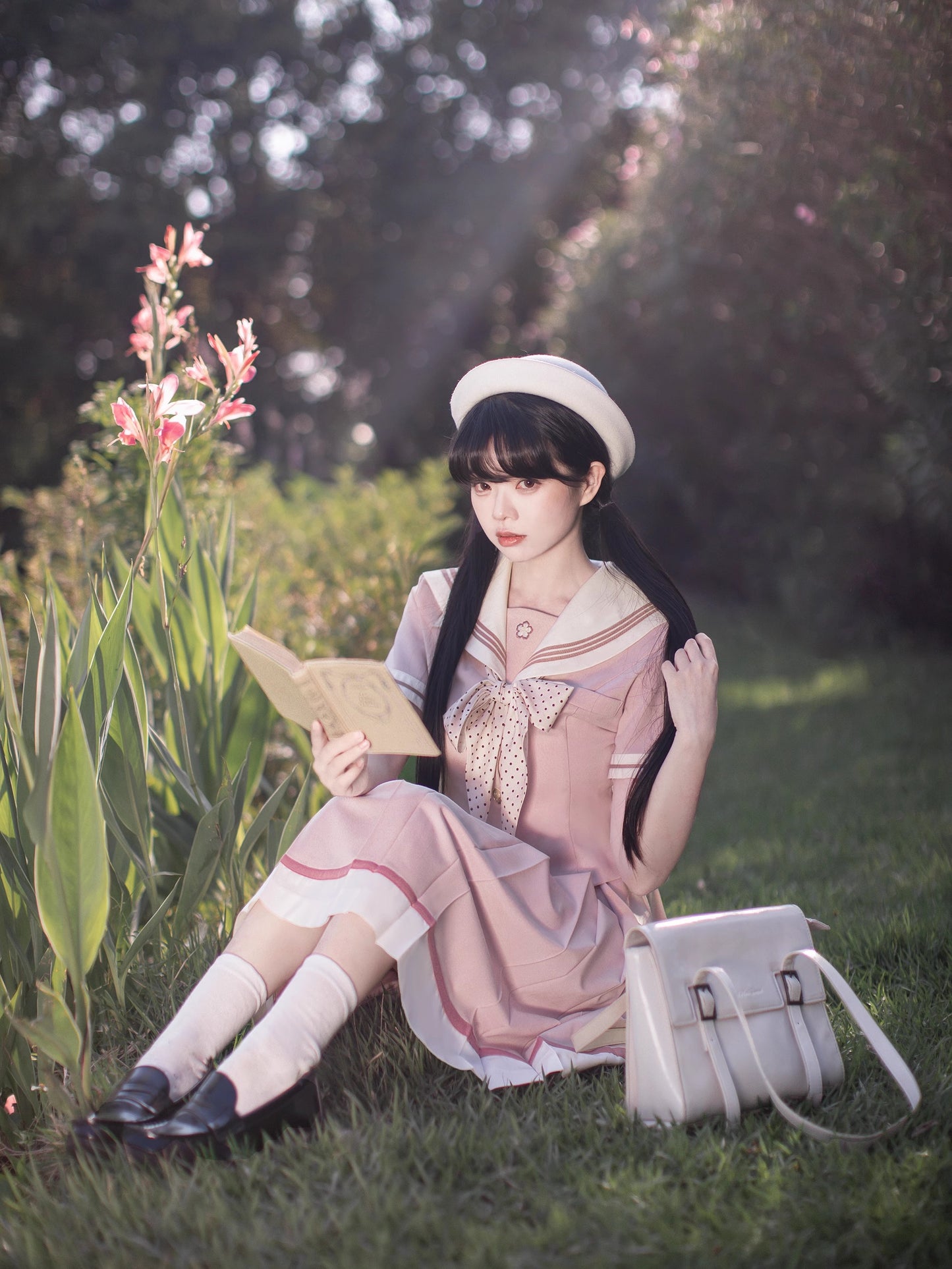 初桜 リボンタイ付きセーラーカラートップス