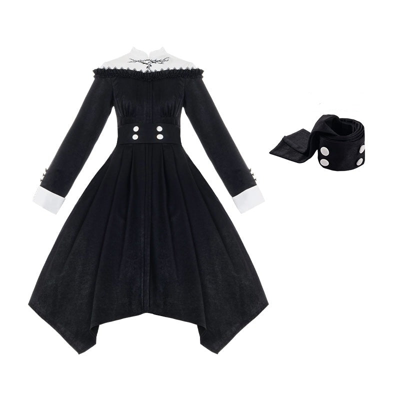 Nun style stand up collar gothic dress