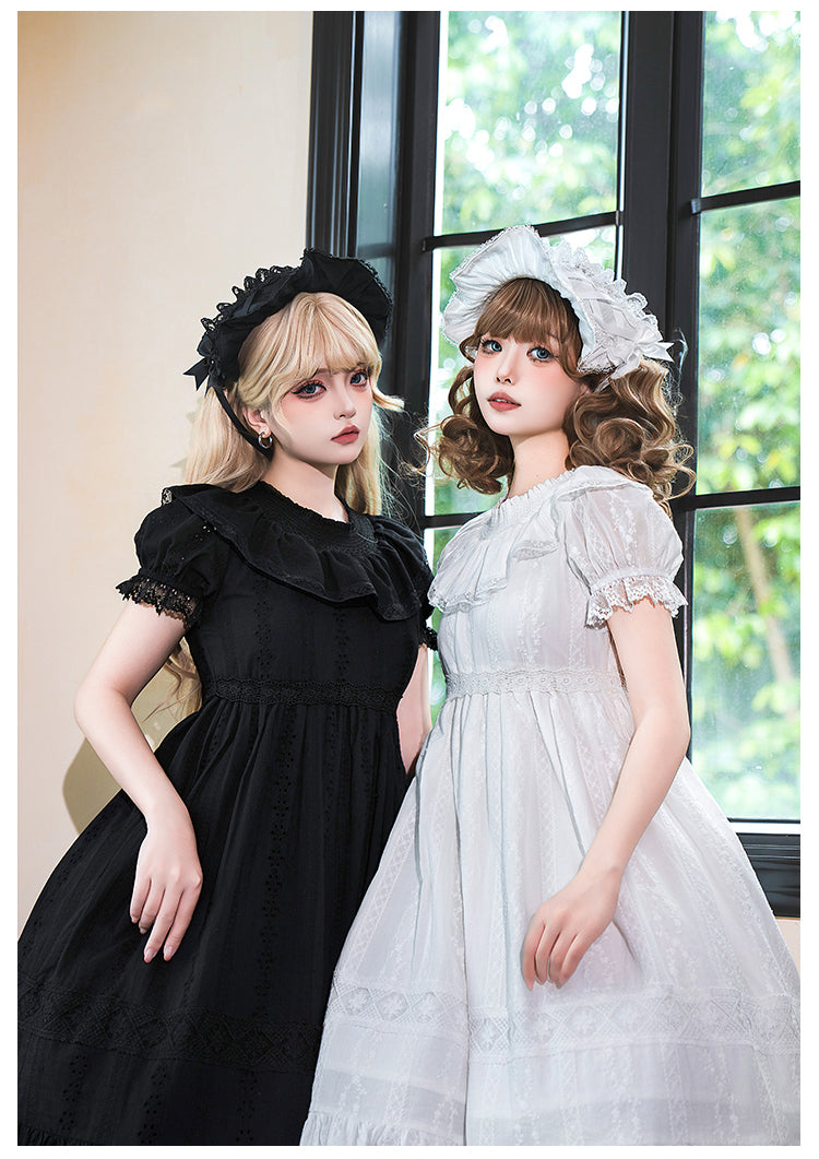 花刺繍入りコットンレースワンピース 単品＆セット