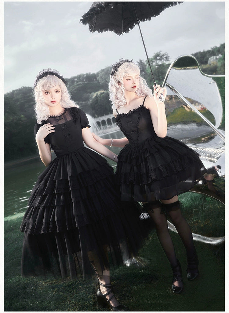 Dark Fairy Layered Frill Jumper Skirt and Blouse