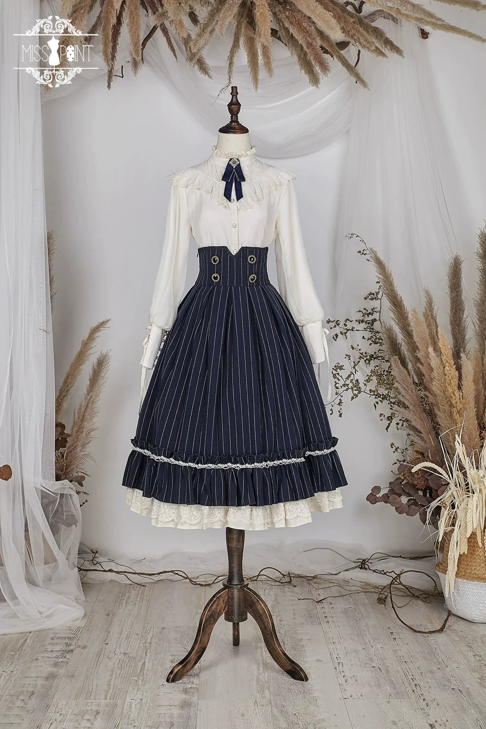 [Pre-order] British Classical Lolita Vertical Striped High Waist Skirt