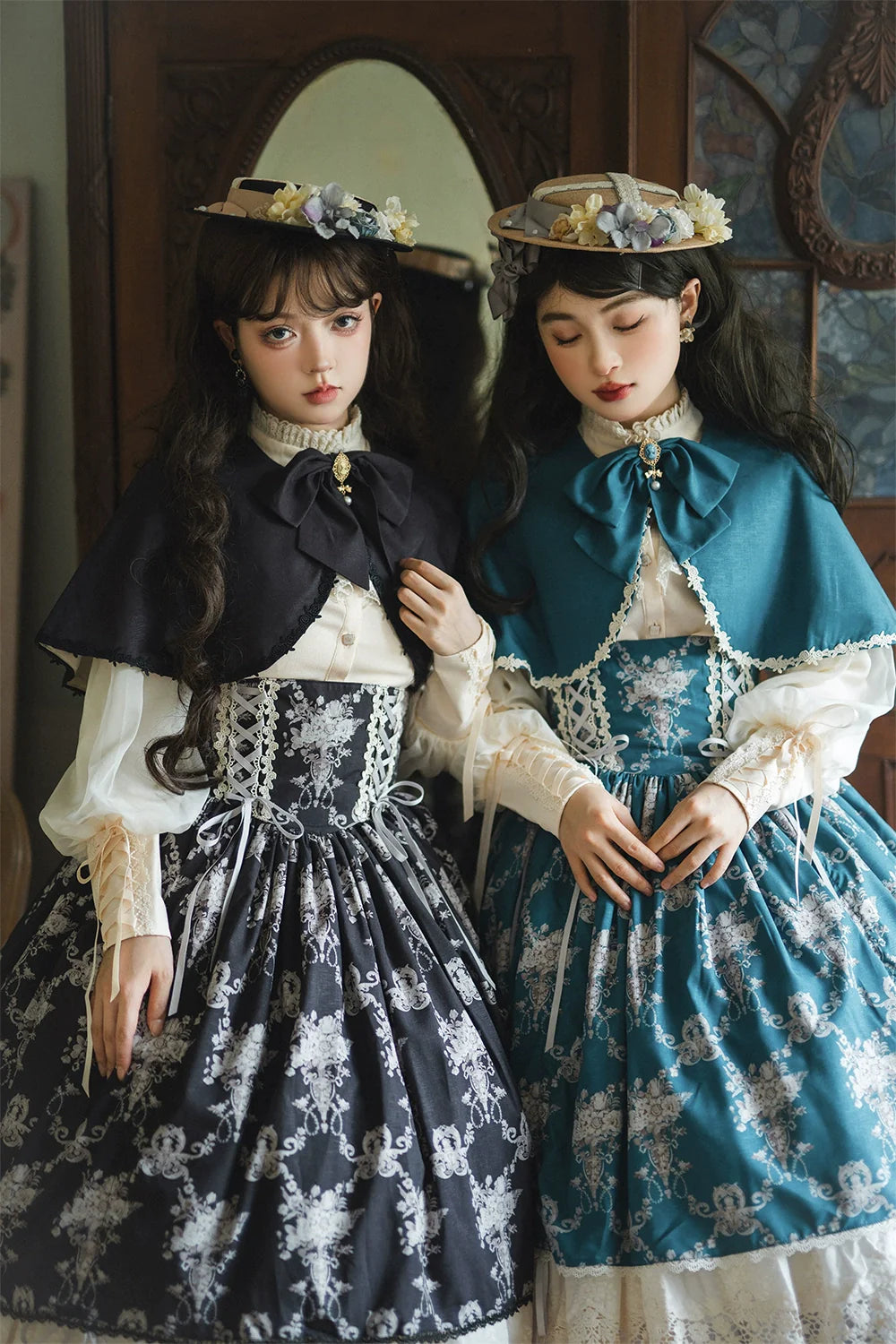【予約販売】Antique Flower Wall ハイウエストスカート