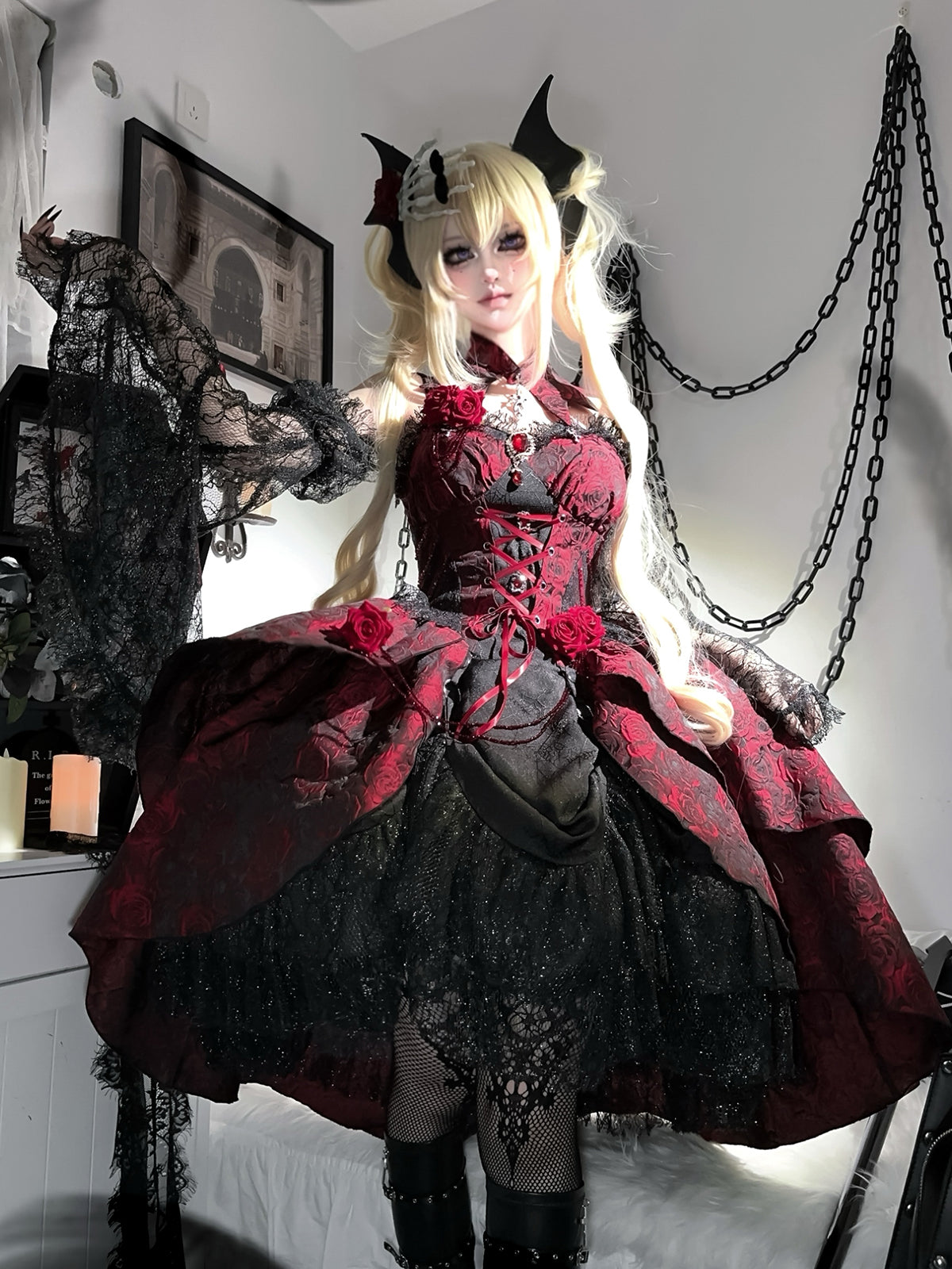Dark Crimson Rose ゴスロリジャンパースカート
