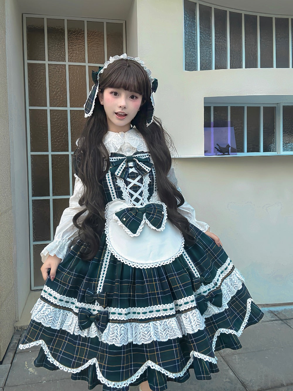 【受注予約10/15まで】Checkered Petal Rabbit リボンワンピース