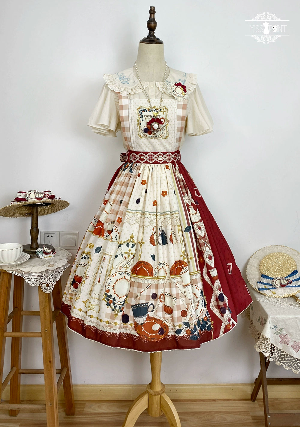 【予約販売】Picnic Tea Party 2wayサロペットスカート