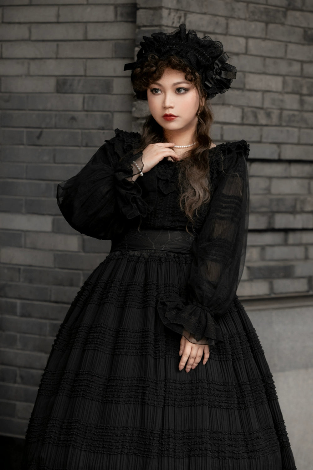 [Pre-orders available until 2/19] Cat Rose Tea Party Ruffled Long Sleeve Blouse