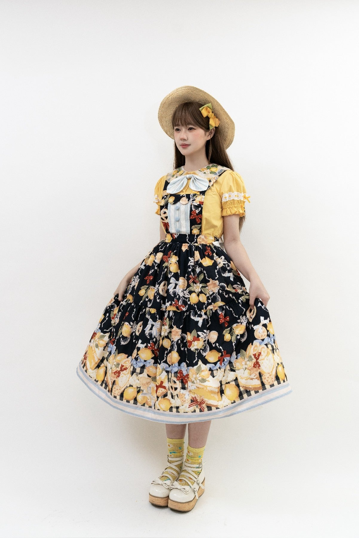 【受注予約6/26まで】Lemon Biscuit サスペンダースカート