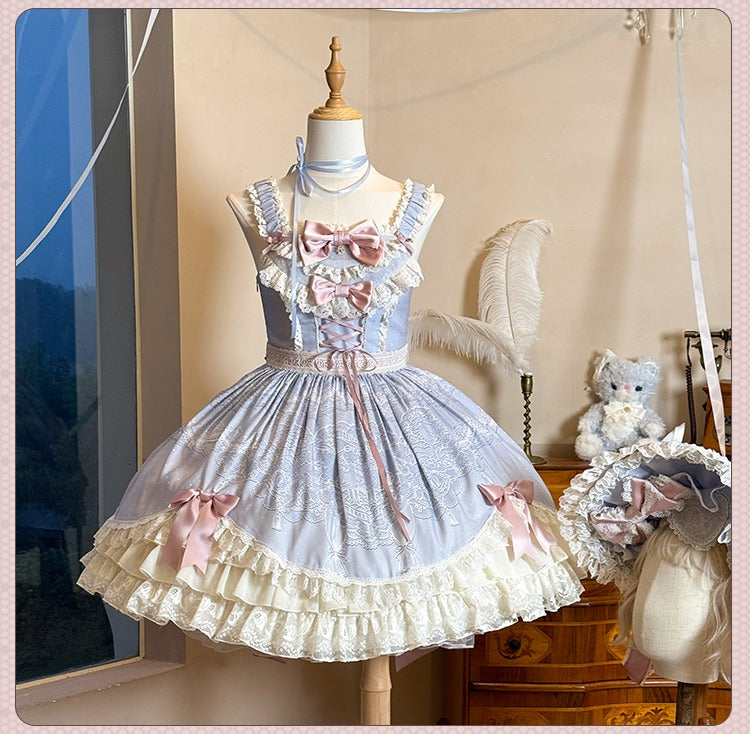 【再販・受注予約12/23まで】Lace Figure プリントジャンパースカート