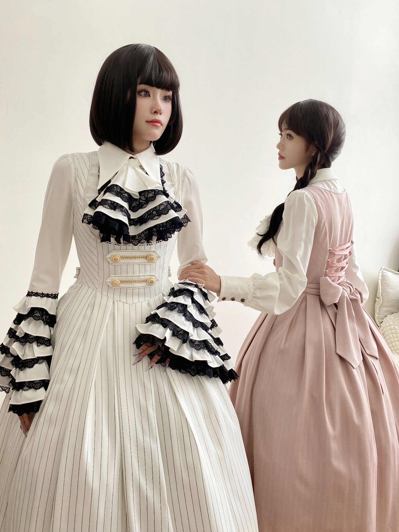 [Pre-orders available until 9/29] Bright Moon Corset Jumper Skirt Stripe [White]