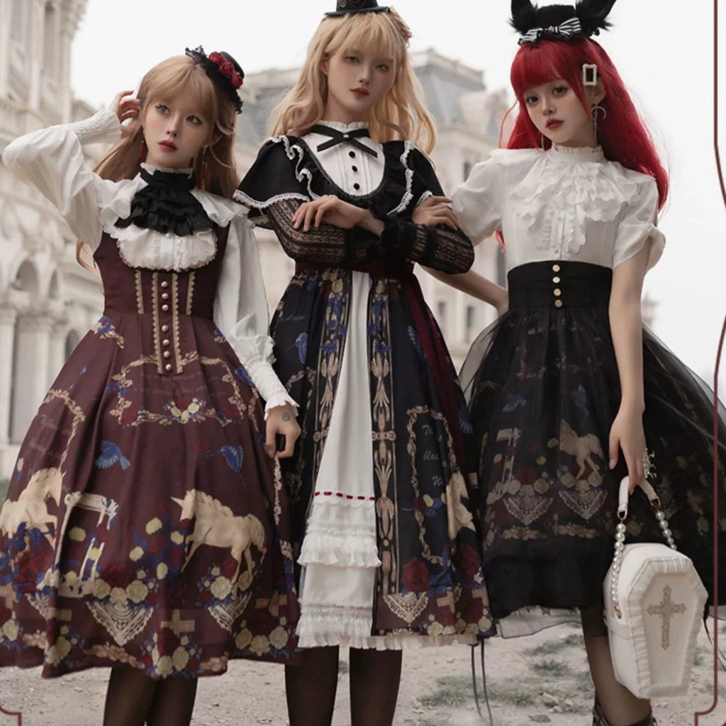 Eden at Dawn Gothic Lolita Print Skirt