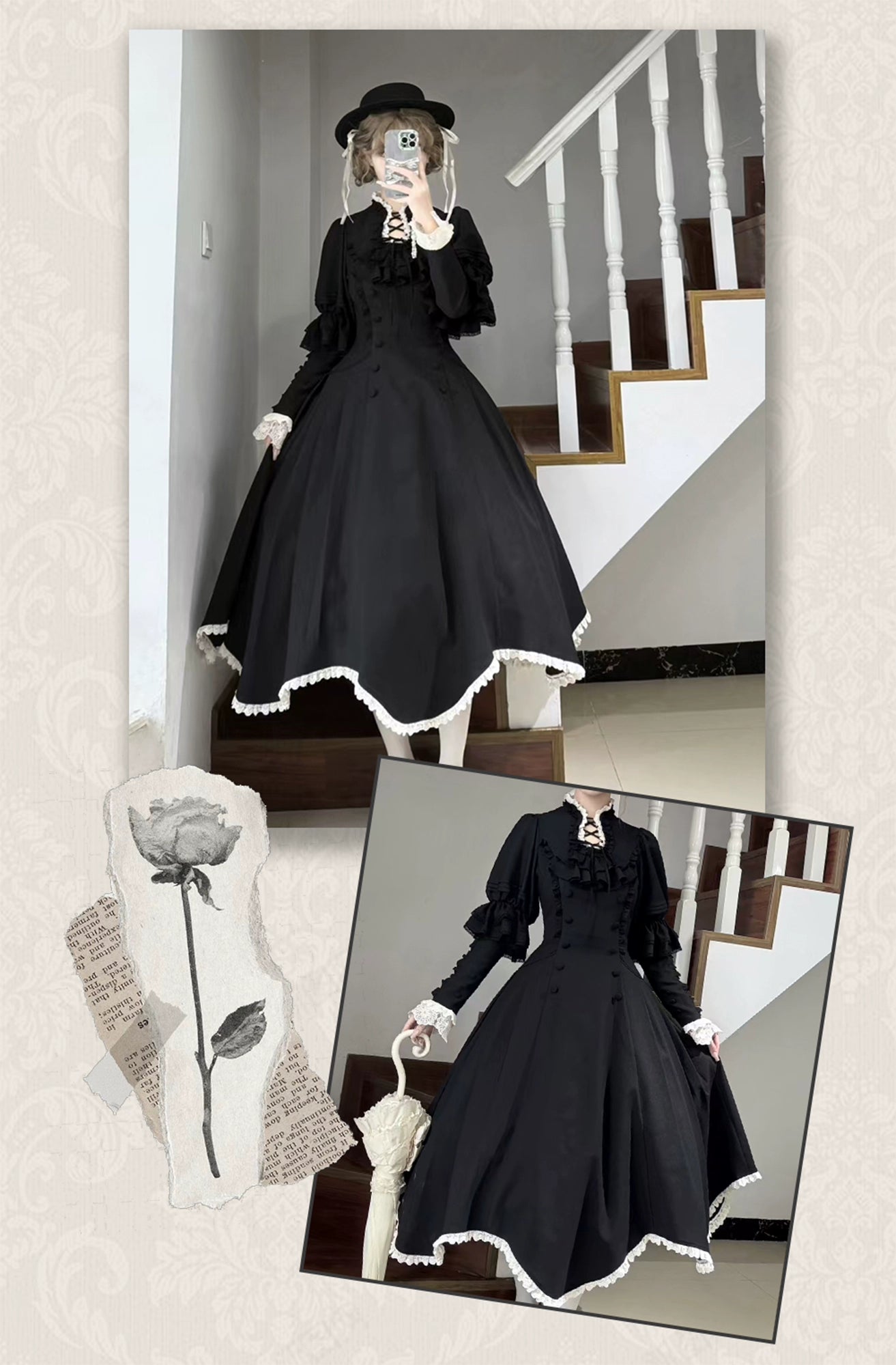 【受注予約7/31まで】Flores Ladyクラシカル花びらワンピース