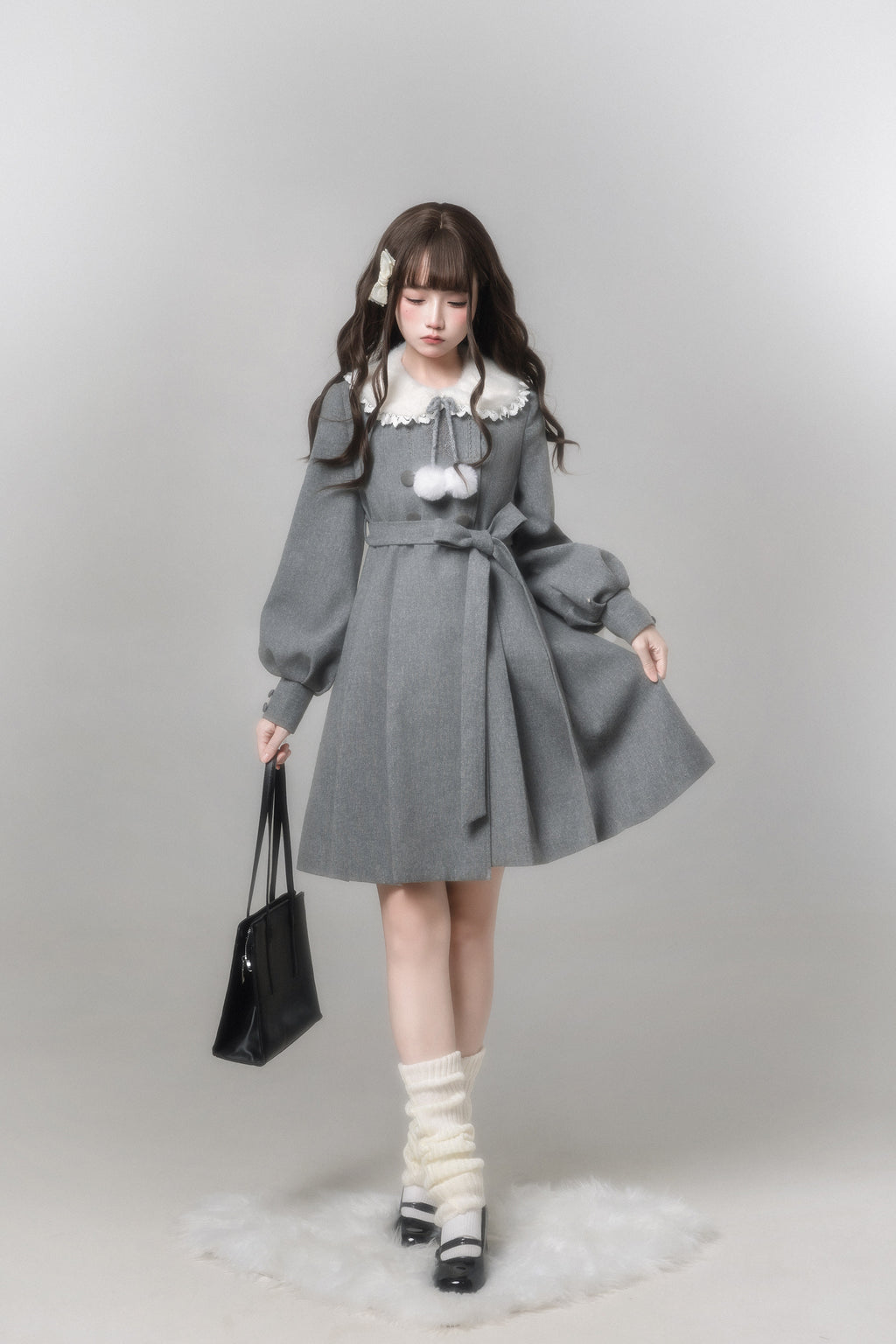 Miss Gray ふわふわ襟付きコート