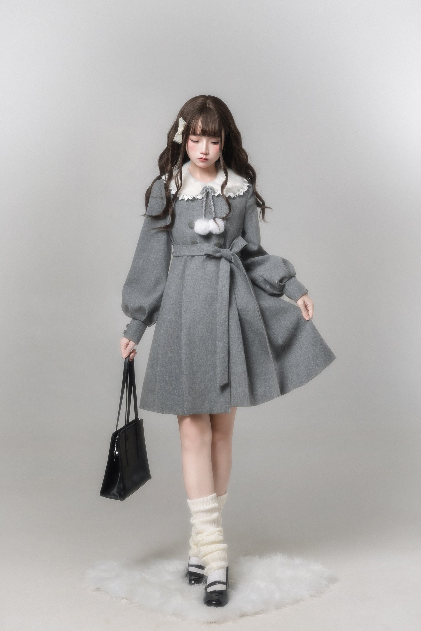 Miss Gray ふわふわ襟付きコート