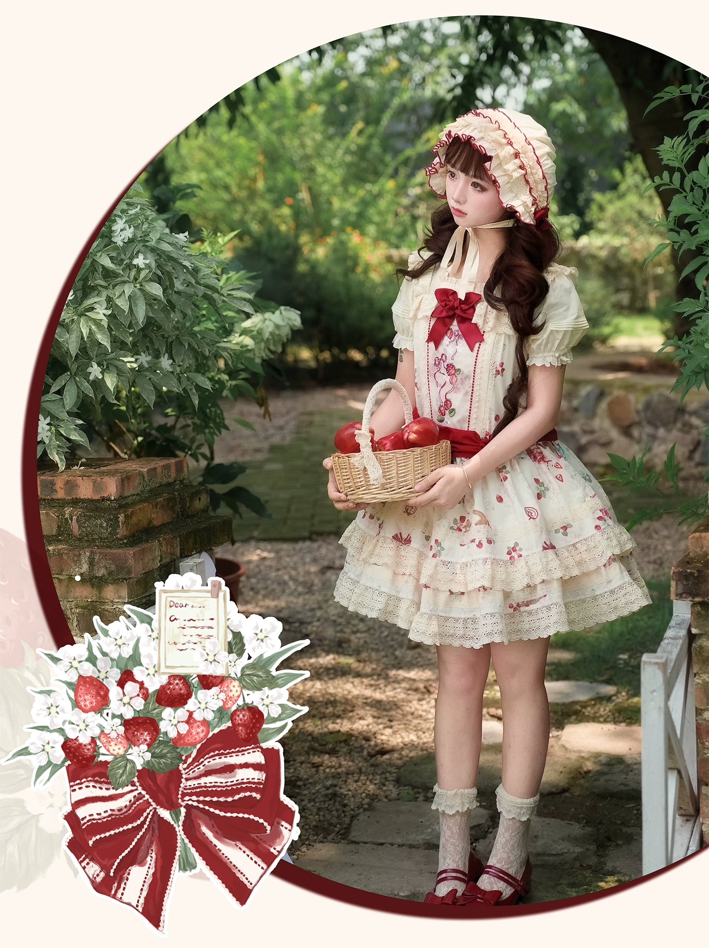 【受注予約8/14まで】 Strawberry Whisper プリントジャンパースカート