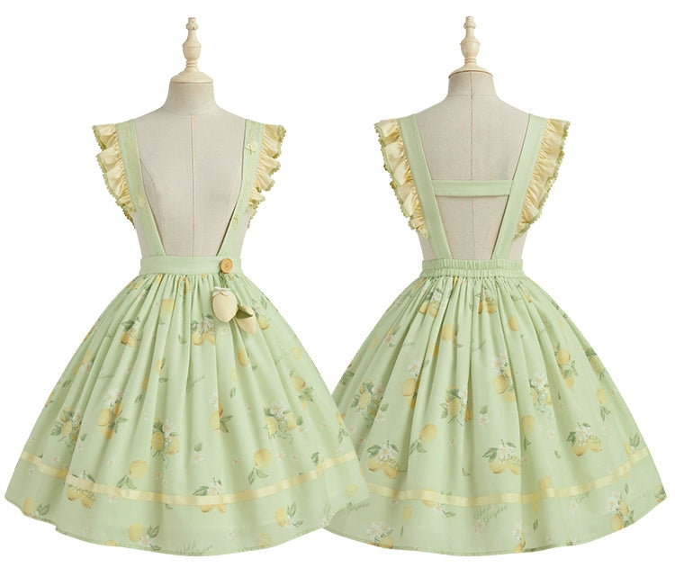 【受注予約7/16まで】Limone Town カントリー風サスペンダースカート