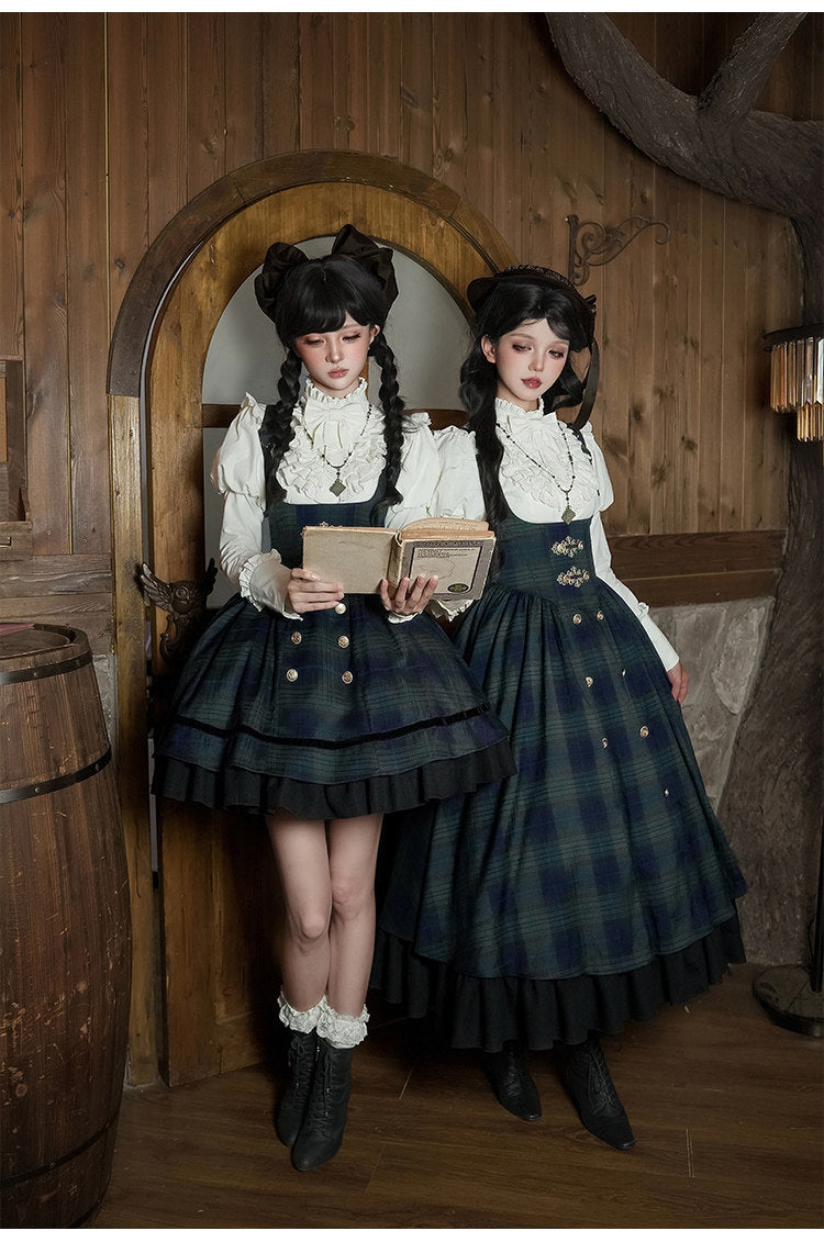 Berlin Letter グリーンチェックのジャンパースカート・ショート丈